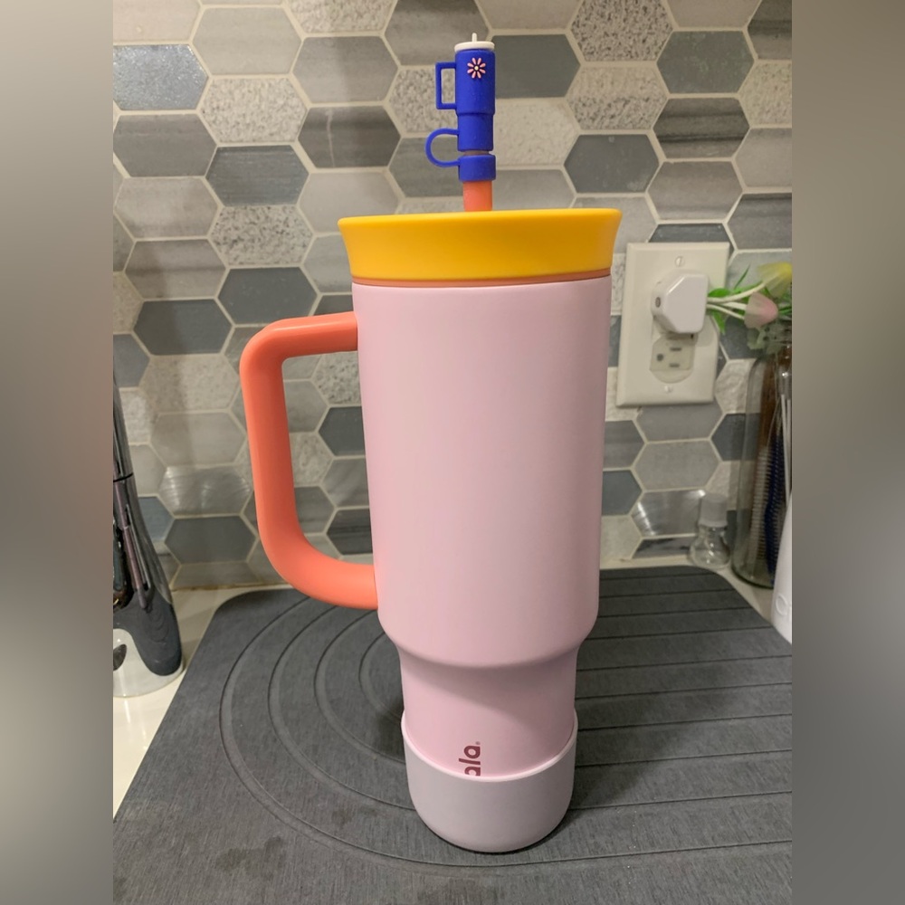 Owala Pink Tumbler with Straw Topper and Boot